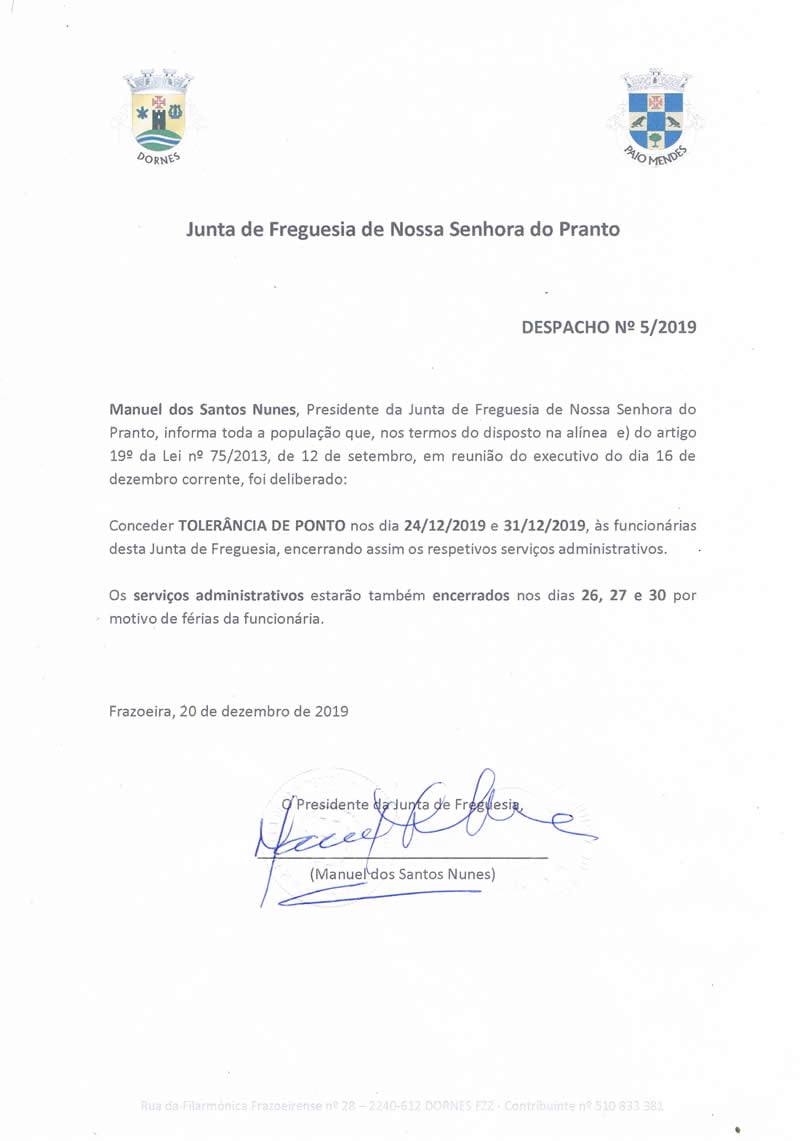 Tolerância de Ponto (Despacho)