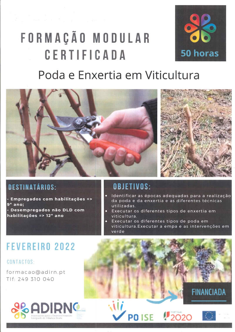 Encontram-se abertas inscrições em Poda e Enxertia em Viticultura