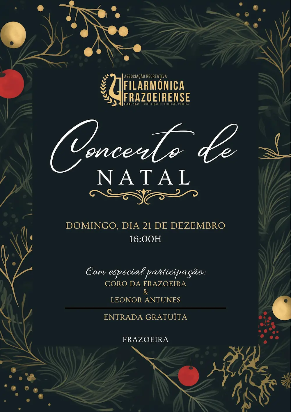 Concerto de Natal anima a Freguesia no dia 21 de dezembro